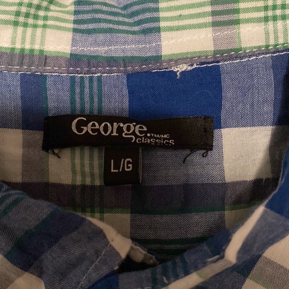George blue plaid short sleeve button down shirt - Picture 3 of 5